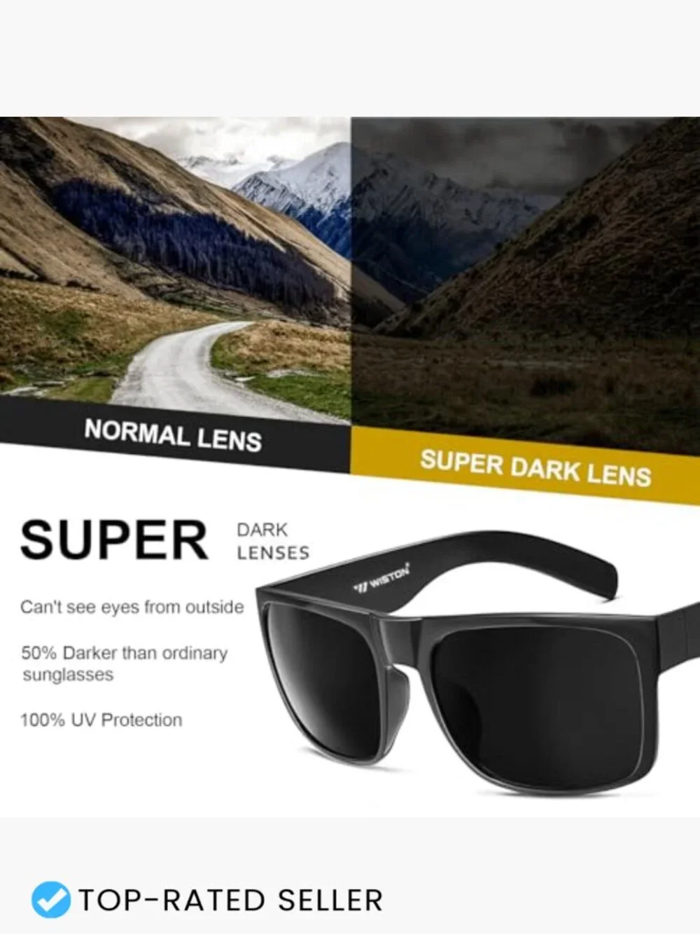 XL Wide Square Sunglasses Oversized Frame Ultra Dark Lens Men Accessories